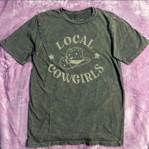 Really cool Lotus fashion Local Cowgirls nice grey faded tshirt size Small